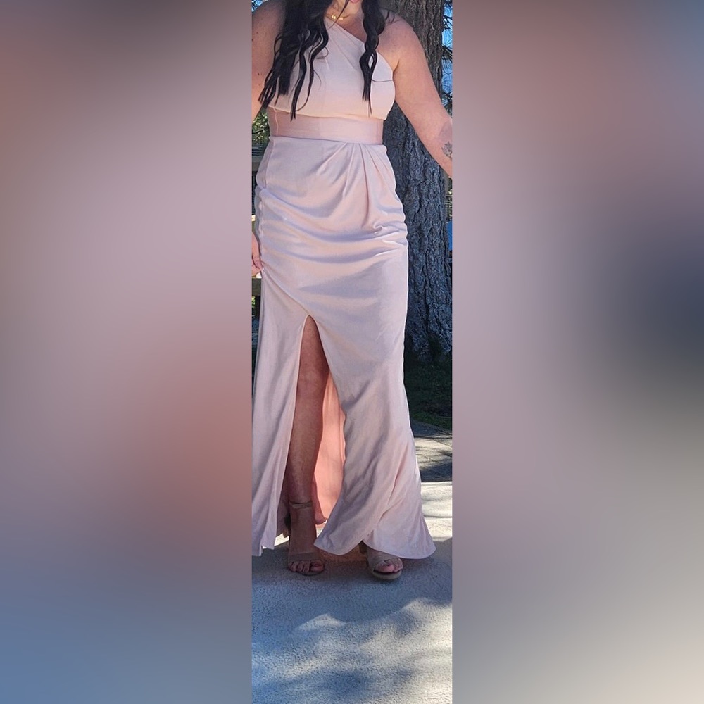 Vera wang blush “white” collection one shoulder bridesmaid dress